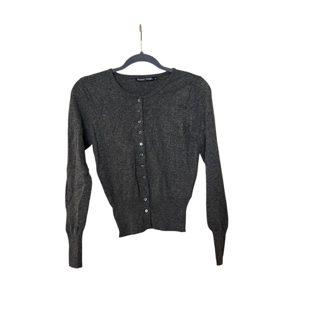 WoolOvers Gray Button Cardigan Merino Wool Cashmere Blend Size Small